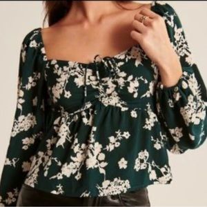 Abercrombie and Fitch Long-Sleeve Cinched Front Puff Sleeve Top.